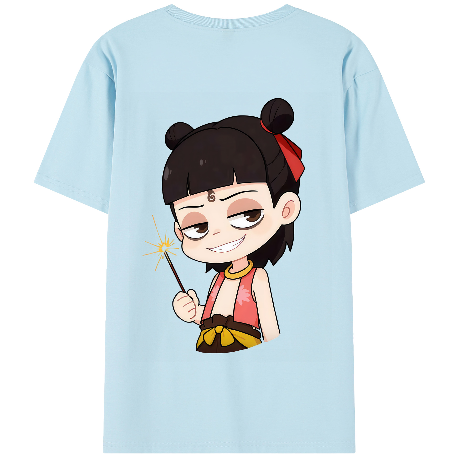 （画像用） Ne Zha 2 ナタ 魔童の大暴れ 綿100％半袖Tシャツ（背面プリント）